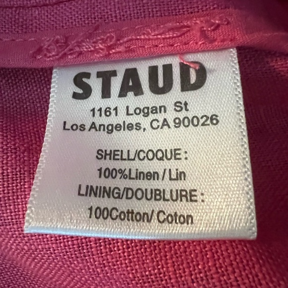 STAUD Women’s Pink and White Sleeveless Linen Dress Size XL - Picture 4 of 10